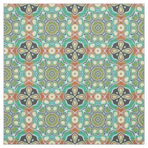 Tela Patrón de Batik de Bali Verde Turquesa Lima Naranj
