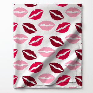 Tela Patrón de Besos con Labial Rosa y Rojo