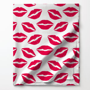 Tela Patrón de Besos de Labial Rojo