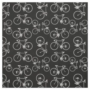 Tela Patrón de bicicleta blanco y negro