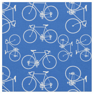 Tela Patrón de bicicletas azul y blanco