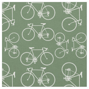 Tela Patrón de bicicletas verde y blanco