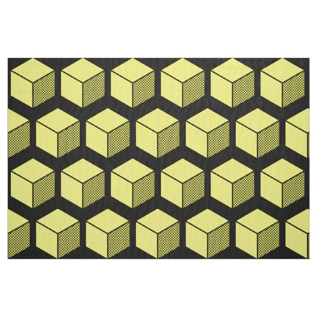Tela Patrón de bloque 02 - Amarillo sobre negro ("Cuarto gordo" (fat quarter))