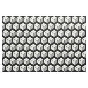 Tela Patrón de bloque 02 - Blanco sobre negro