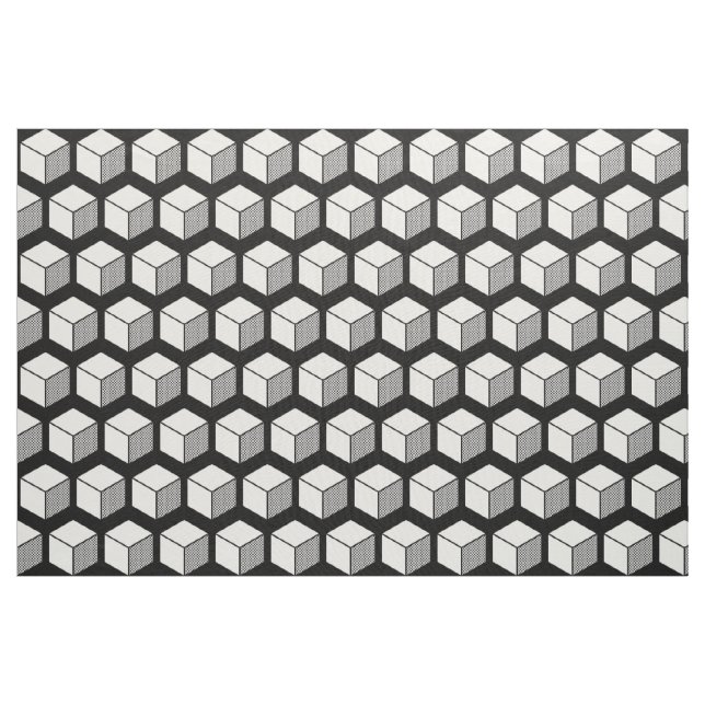 Tela Patrón de bloque 02 - Blanco sobre negro (Yarda)