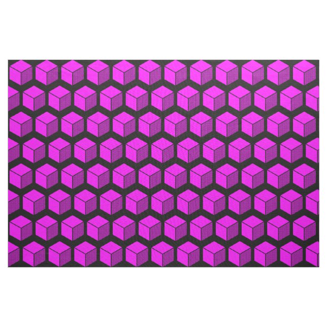 Tela Patrón de Bloque 02 - Magenta sobre Negro (Yarda)