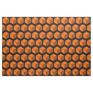 Tela Patrón de Bloque 02 - Naranja sobre Negro