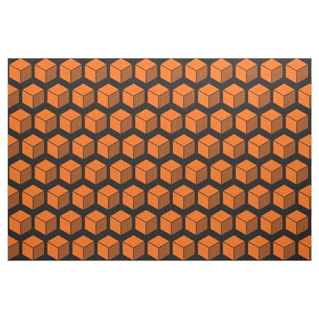 Tela Patrón de Bloque 02 - Naranja sobre Negro (Yarda)