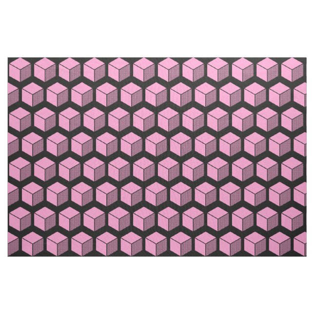 Tela Patrón de bloque 02 - Rosa en negro (Yarda)