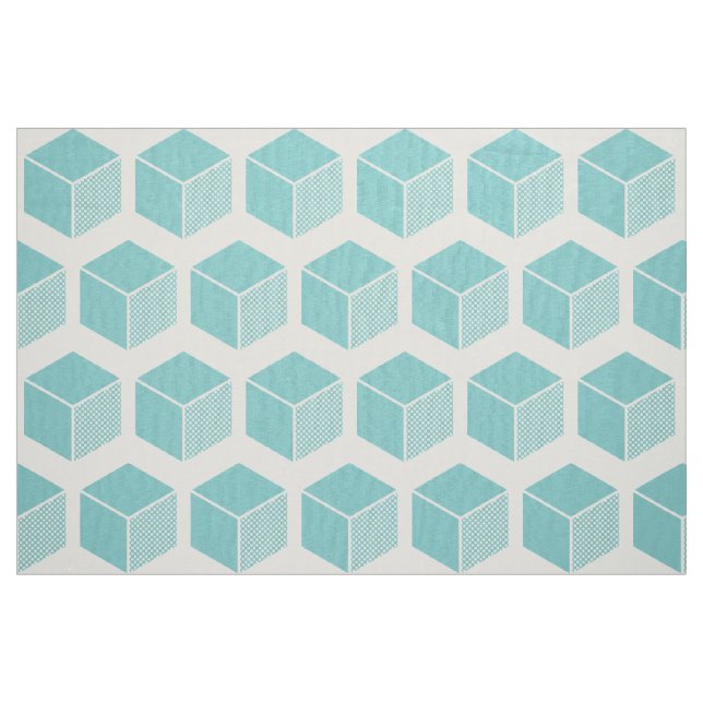 Tela Patrón de bloque 02 - Verde azul claro sobre blanc ("Cuarto gordo" (fat quarter))