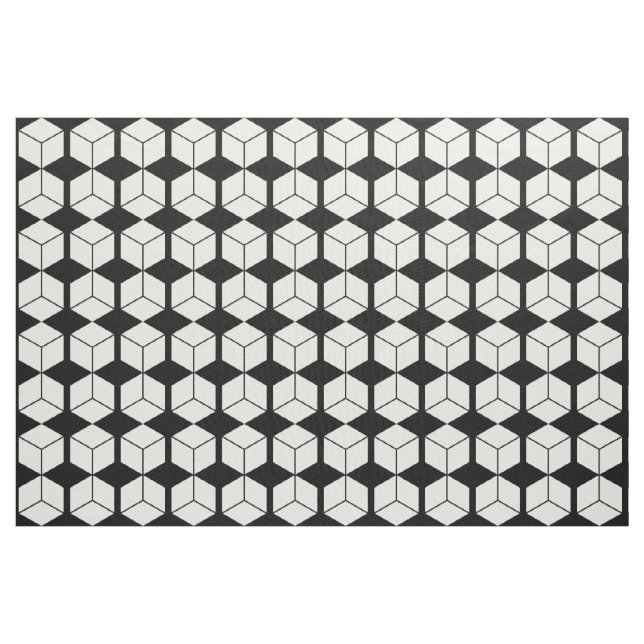 Tela Patrón de bloque - Blanco sobre negro (Yarda)