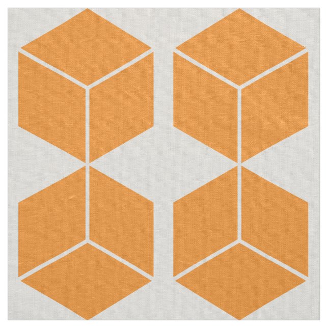 Tela Patrón de bloque - Naranja claro en blanco (Retal)