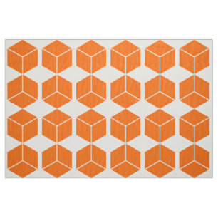 Tela Patrón de bloque - Naranja en blanco