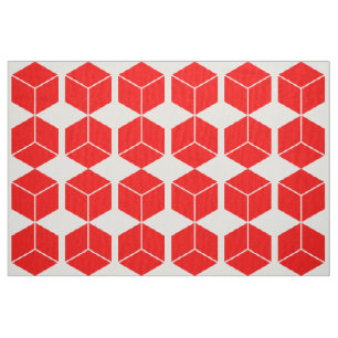 Tela Patrón de bloque - Rojo sobre blanco