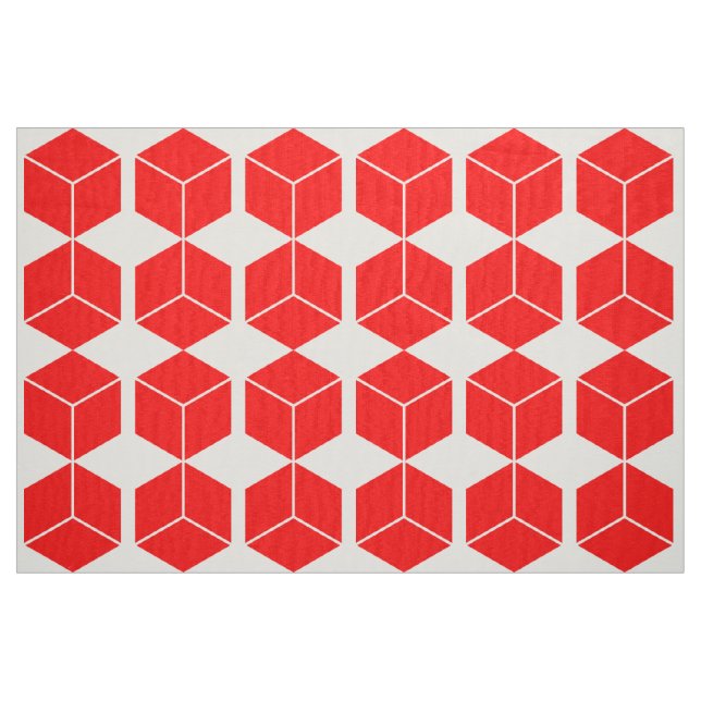 Tela Patrón de bloque - Rojo sobre blanco ("Cuarto gordo" (fat quarter))