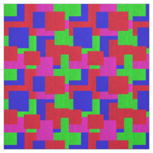 Tela Patrón de bloques abstractos de mosaico rosa rojo