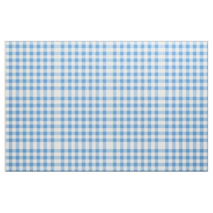 Tela Patrón de bloques de Gingham azul claro y blanco