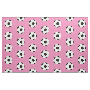 Tela Patrón de bolas de fútbol en rosa ondulado