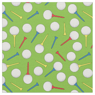 Tela Patrón de bolas de golf y tees en verde