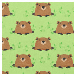 Tela Patrón de bosque adorable Groundhog