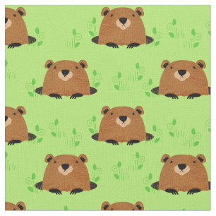 Tela Patrón de bosque adorable Groundhog