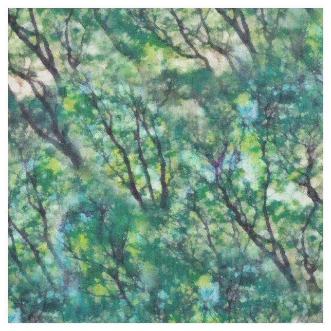 Tela Patrón de bosque verde acuático (Retal)