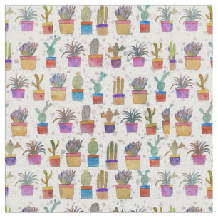 Tela Patrón de cactus de pintura de mano de acuarela