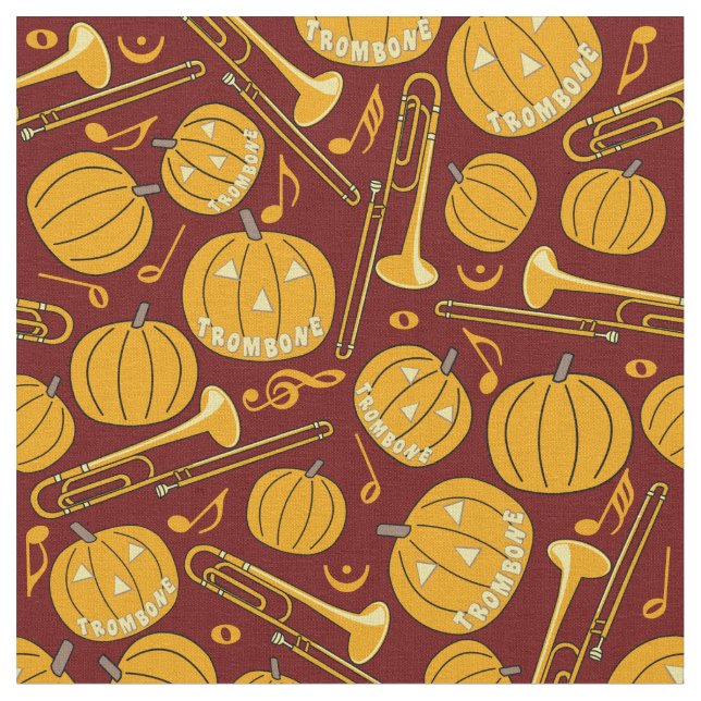Tela Patrón de calabaza de Halloween para trombones (De cerca)