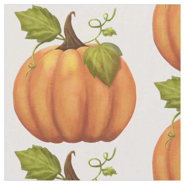 Tela Patrón de calabaza naranja (De cerca)