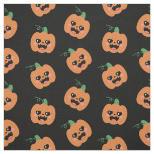 Tela Patrón de calabazas de Kawaii de Halloween