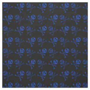 Tela Patrón de calavera de dibujos animados azules