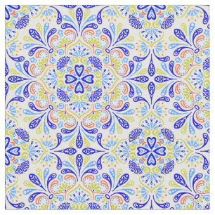 Tela Patrón de caleidoscopio azul y verde