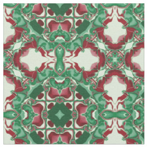 Tela Patrón de caleidoscopio rojo y verde #1