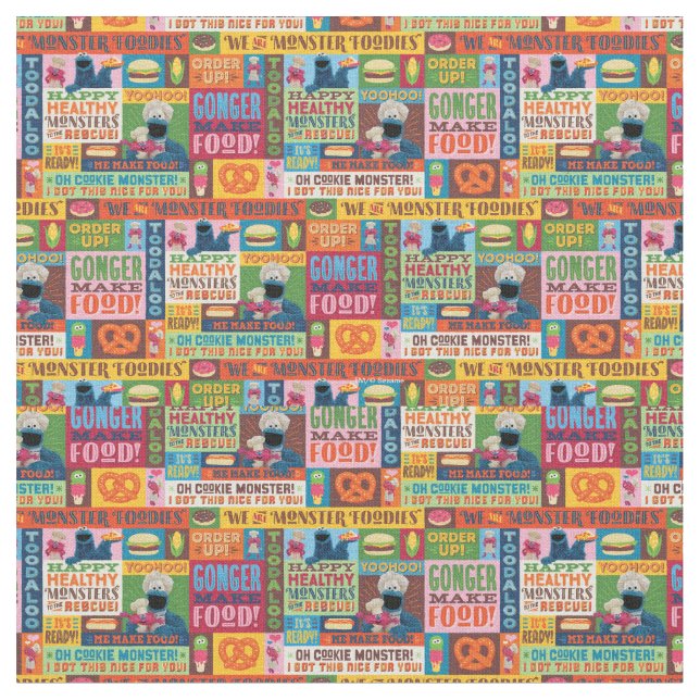 Tela Patrón de camión de comida de Monster de Cookie (De cerca)