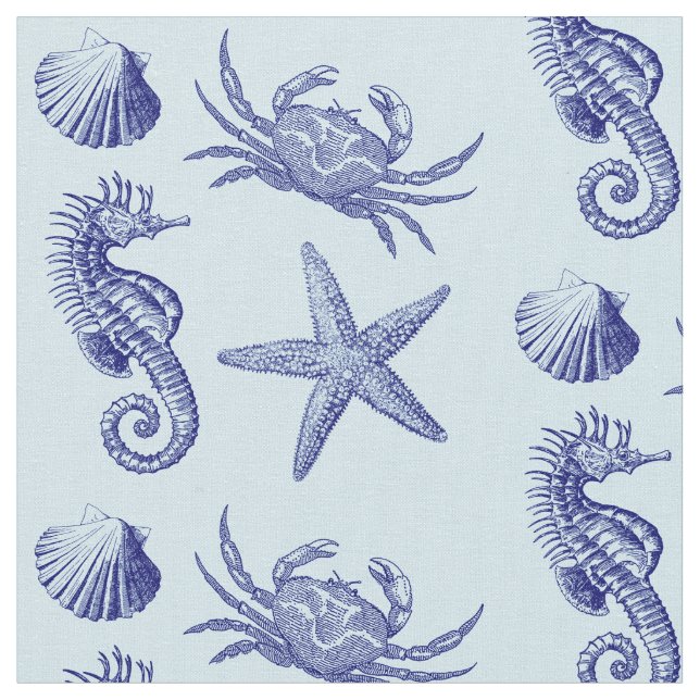 Tela Patrón de cangrejo de estrella de mar de Ocean Bea (De cerca)