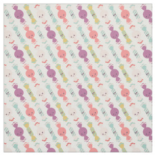 Tela Patrón de caramelos sonrientes Kawaii