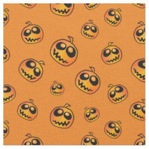 Tela Patrón de caras de calabaza divertida de Halloween