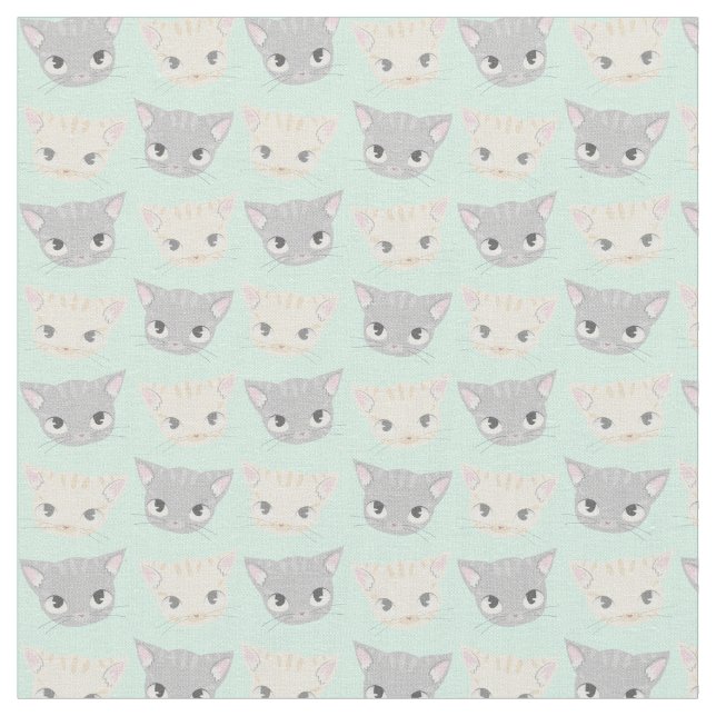 Tela Patrón de caras de gatito (De cerca)