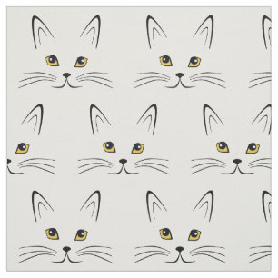 Tela Patrón de caras de gato