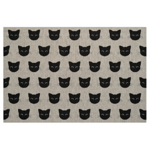 Tela Patrón de caras de gato negro