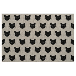 Tela Patrón de caras de gato negro lindo