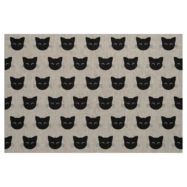 Tela Patrón de caras de gato negro lindo ("Cuarto gordo" (fat quarter))