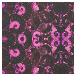 Tela Patrón de cáscara fósil abstracto de Nautilus rosa