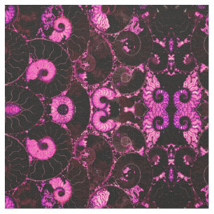 Tela Patrón de cáscara fósil abstracto de Nautilus rosa