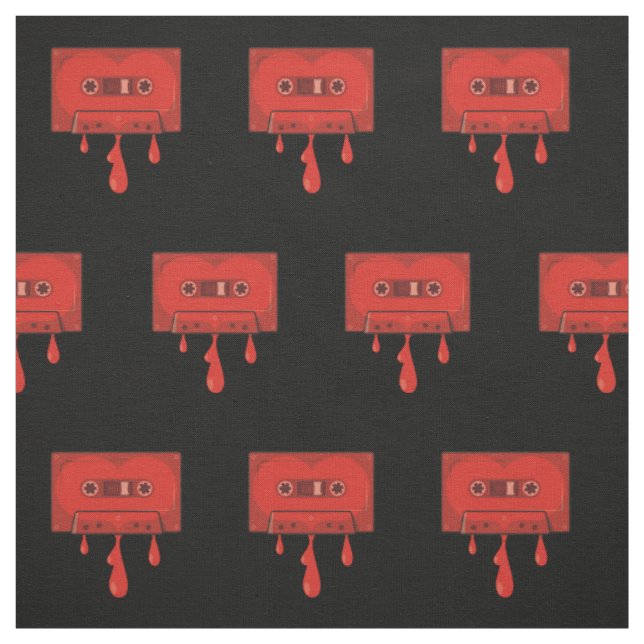 Tela Patrón de cassette del corazón rojo (Retal)