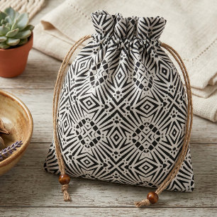 Tela Patrón de cebra abstracto geométrico en blanco y n