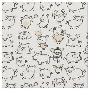 Tela Patrón de cerdo Cerdito de papel adorable