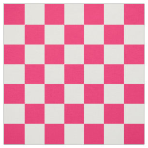 Tela Patrón de cheques blancos rosados Textil