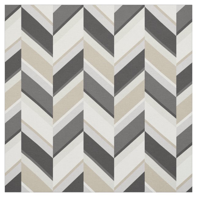Tela Patrón de chevron geométrico y beige neutro de Mod (Retal)