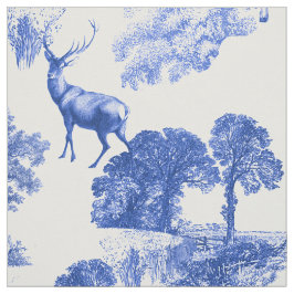 Tela Patrón de ciervos de toile azul clásico francés